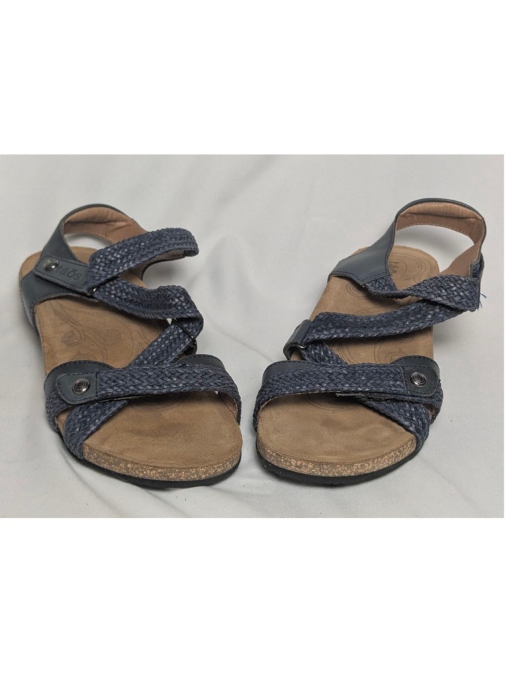 Taos Blue Woven Leather Comfort Sandals Womens 8 8.5 Spain